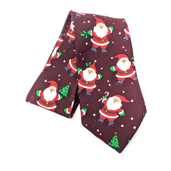 Hallmark Novelty Christmas Santa Claus Neck Tie Holidays Snow - Picture 1 of 4